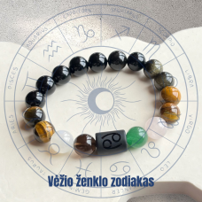 Natūralių mineralų apyrankė vėžio zodiako ženklo atstovui