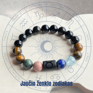 Natūralių mineralų apyrankė jaučio zodiako ženklo atstovui