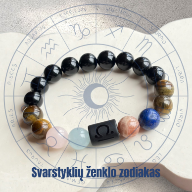 Natūralių mineralų apyrankė svarstyklių zodiako ženklo atstovui